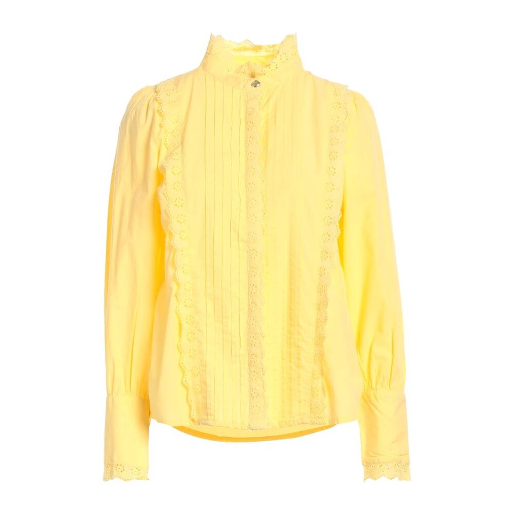 NÜMPH 100% Cotton Yellow Shirt Long sleeves Mandarin collar
